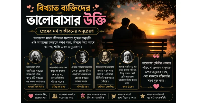 বিখ্যাত ব্যক্তিদের ভালবাসার উক্তি – প্রেমের মর্ম ও জীবনের অনুপ্রেরণা