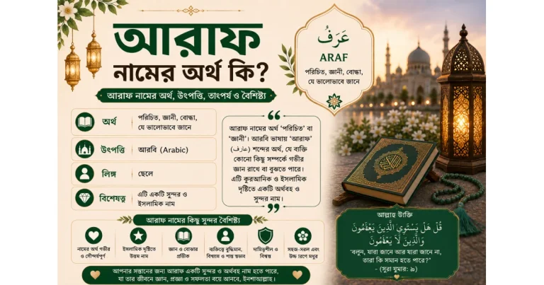 আরাফ নামের অর্থ কি ও তাৎপর্য | Araf name meaning in Bengali