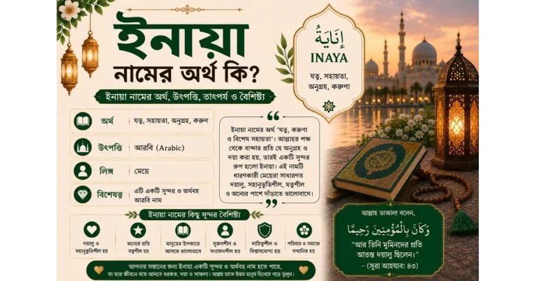 ইনায়া নামের অর্থ কি ও তাৎপর্য | Inaya namer ortho ki