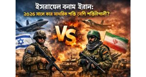 ইসরায়েল বনাম ইরান: ২০২৬ সালে কার সামরিক শক্তি বেশি শক্তিশালী?