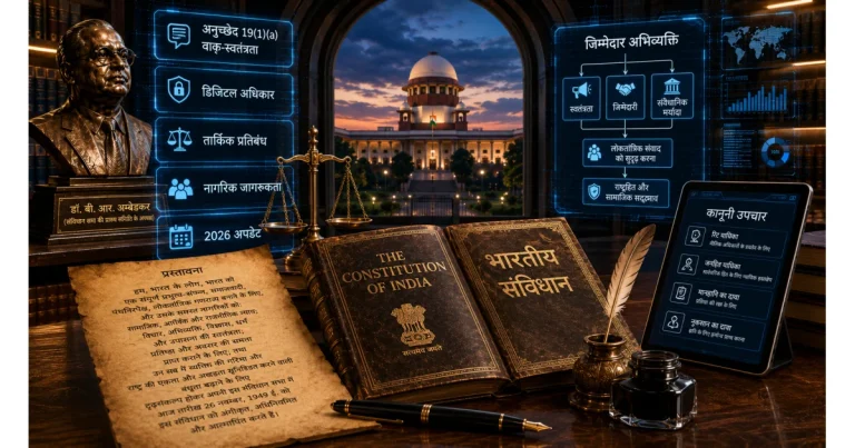 भारतीय संविधान, वाक्-स्वतंत्रता और डिजिटल युग: अधिकार, सीमाएँ और नागरिक जागरूकता का संपूर्ण गाइड (2026)
